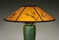 Mica Lamp Shade with Bamboo Leaves • Amber Mica • 18" Diameter