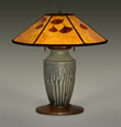"VENETIAN BLUE" •  Arts and Crafts Pottery • 19.5" mica lamp shade • Ginkgo leaves • The design is 20" tall • Exclusive Offering